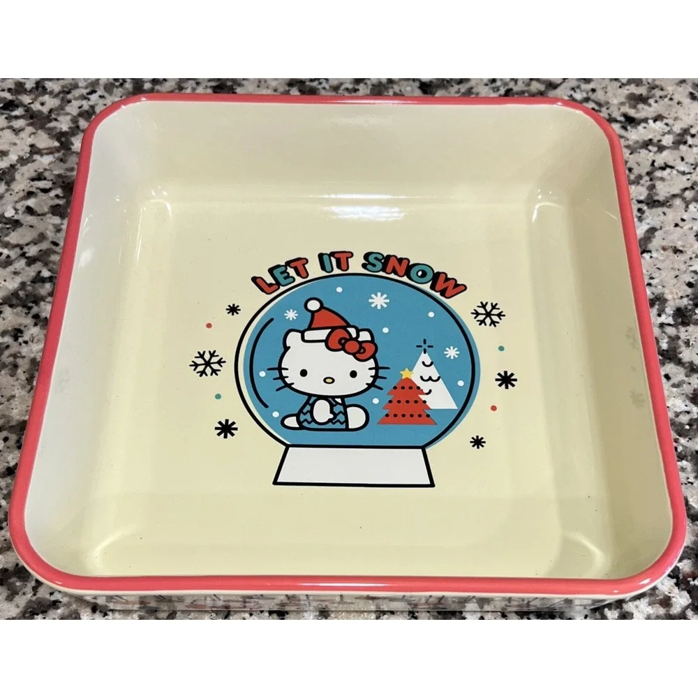 Hello Kitty Xmas Let It Snow Globe‎ Holiday 9x9 Square Baking Pan Ceramic ZRike